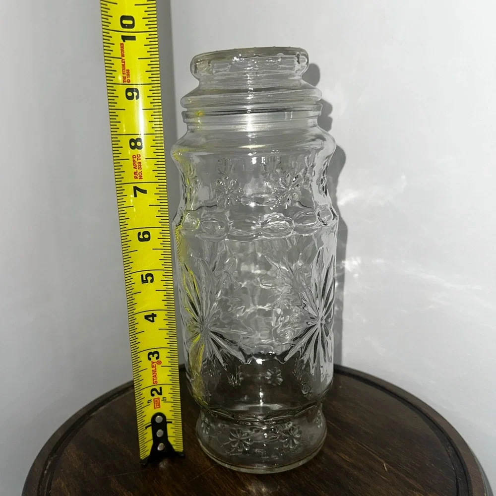 Vintage Planters Mr. Peanut Streamline Glass Jar - Sunburst Flower Pattern